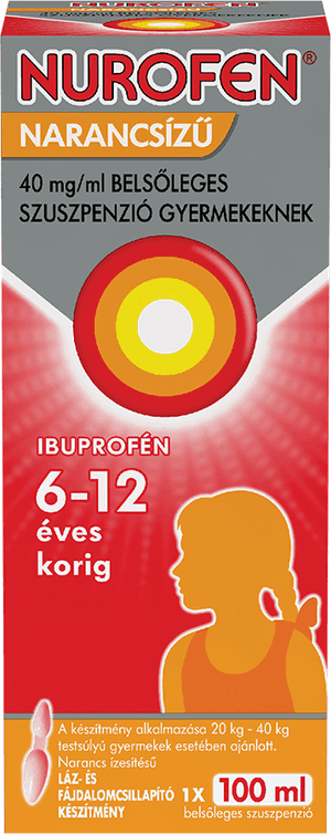 Nurofen narancsízű 40 mg/ml belsőleges szuszpenzió gyermekeknek 6-12 éves korig